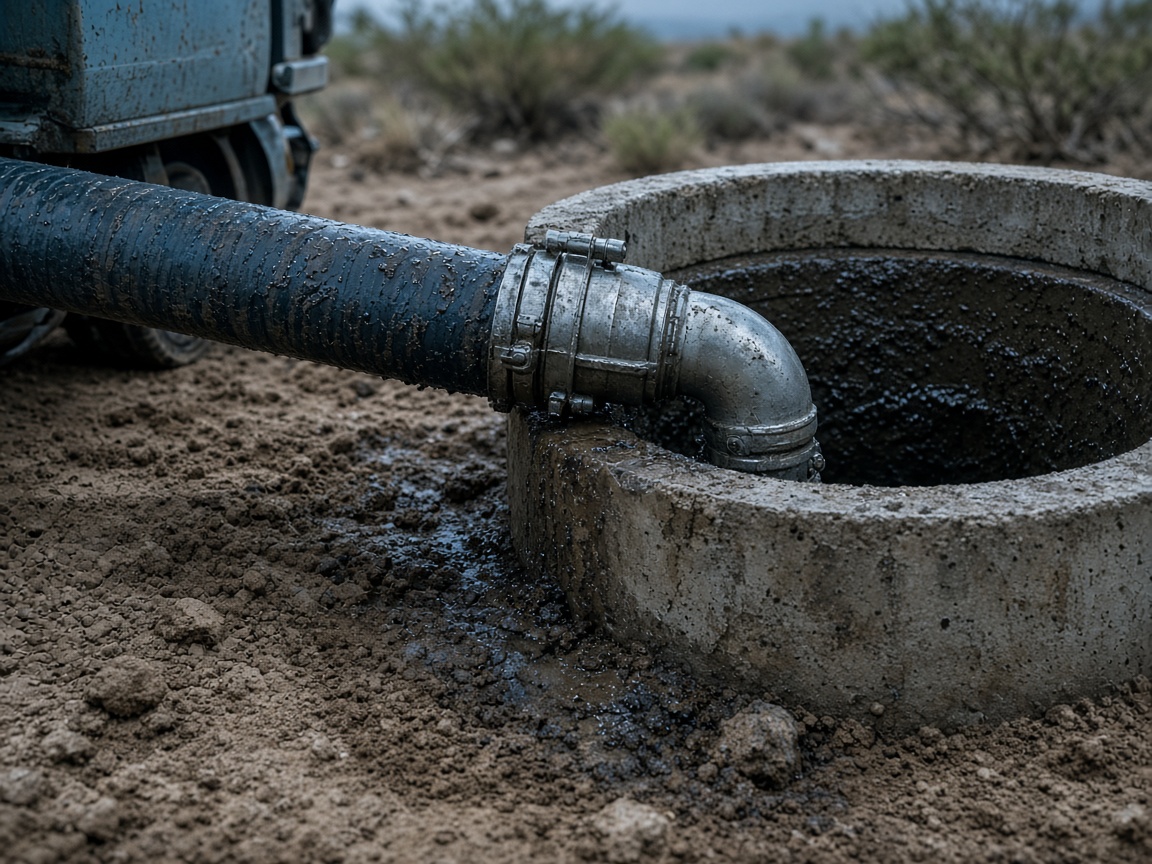 Pumping hose on a septic riser